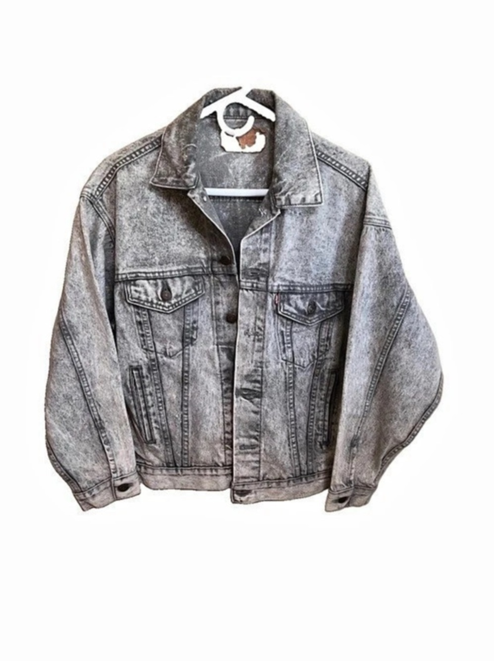 Levis VTG 80s  70507 0261 Acid Wash Grey Denim Trucker Jacket Made USA Small